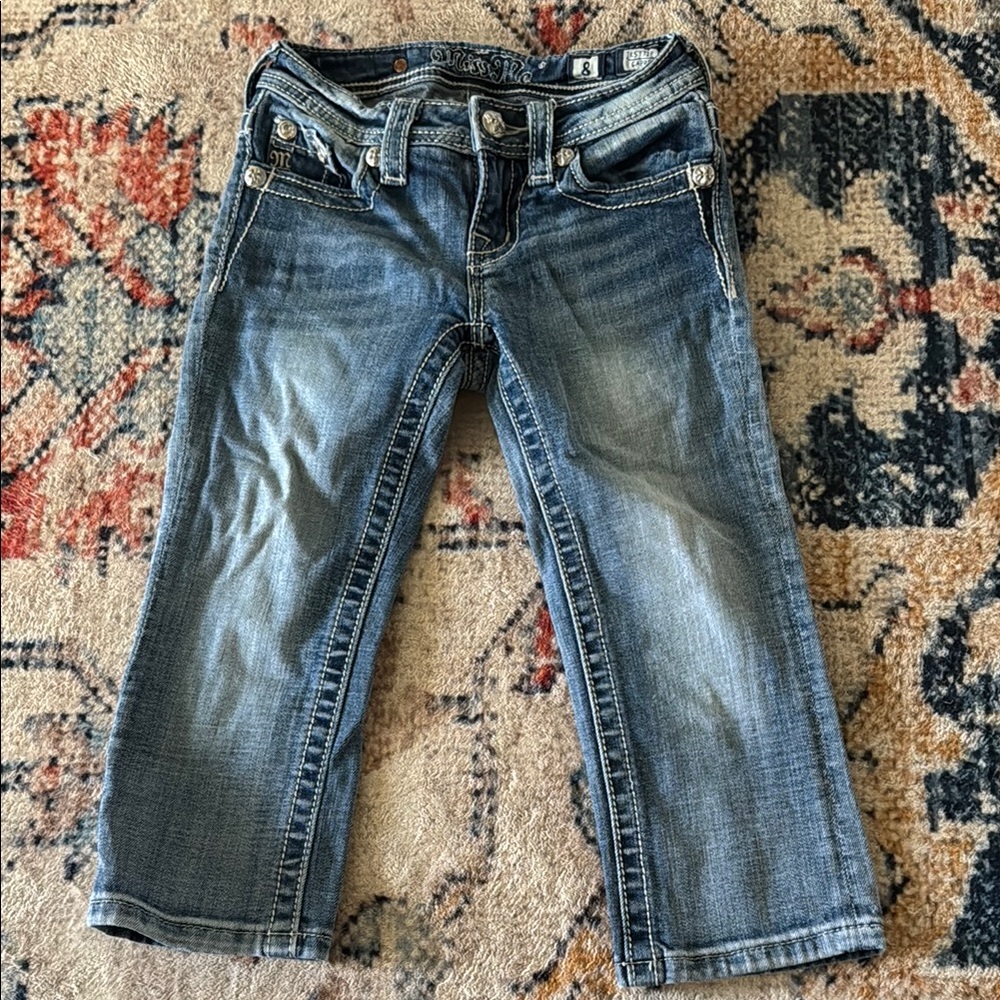 Miss Me Blue Denim Cropped Jeans 8 girls